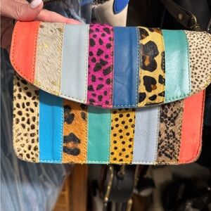 Vibrant Multicolor Animal Print Clutch